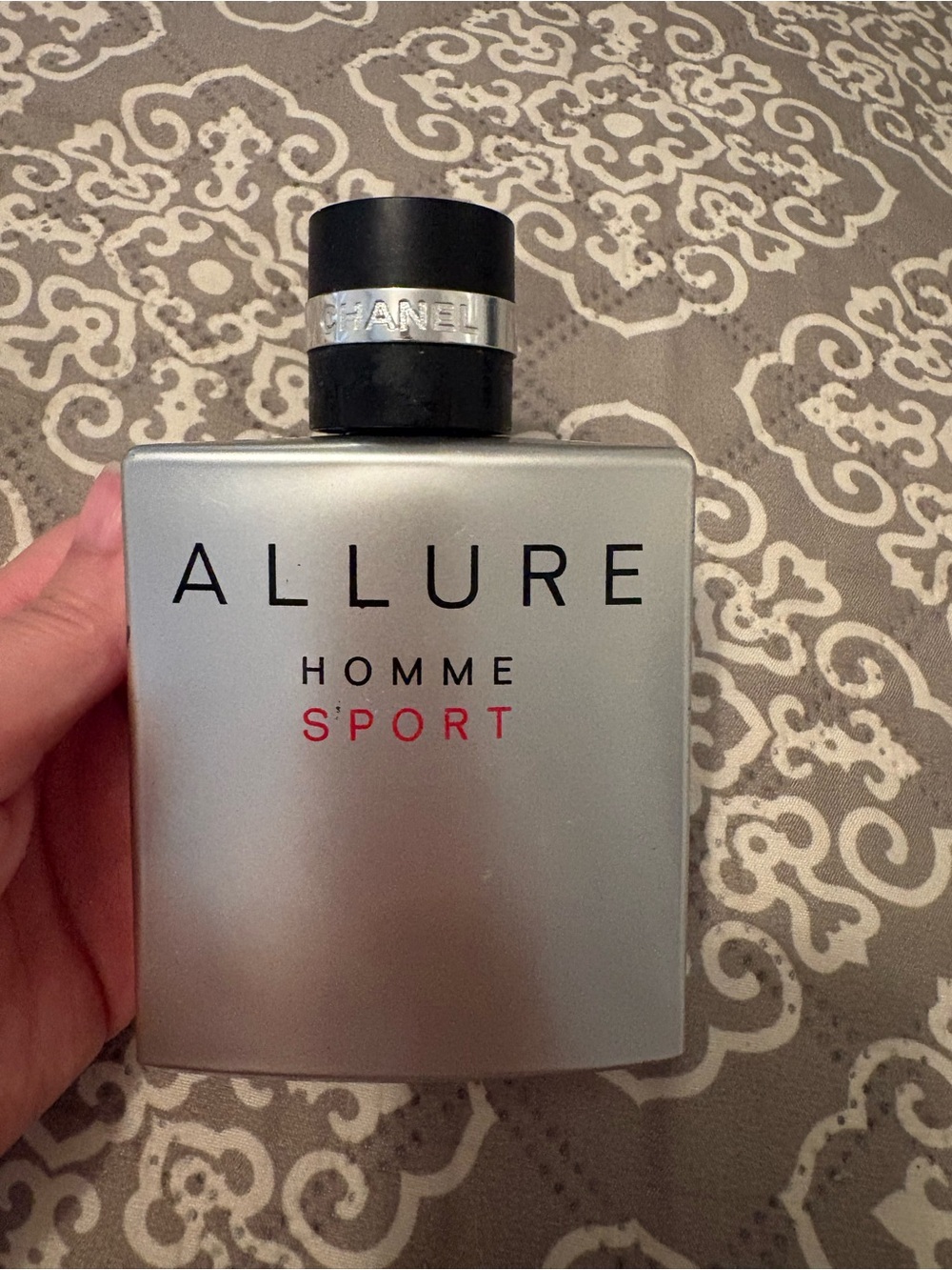 CHANEL EMPTY Allure Homme Sport Silver Bottle with Black Cap